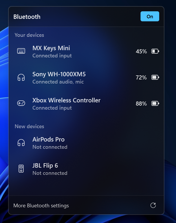 Bluetooth YASB Widget