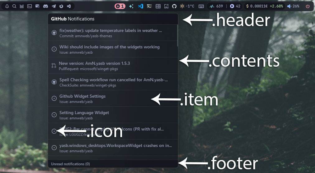 GitHub YASB Widget