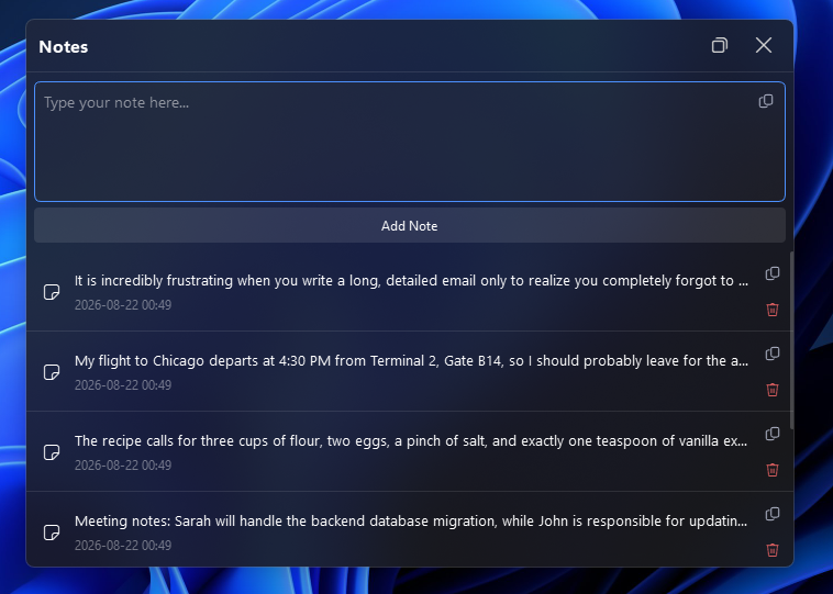 Notes YASB Widget